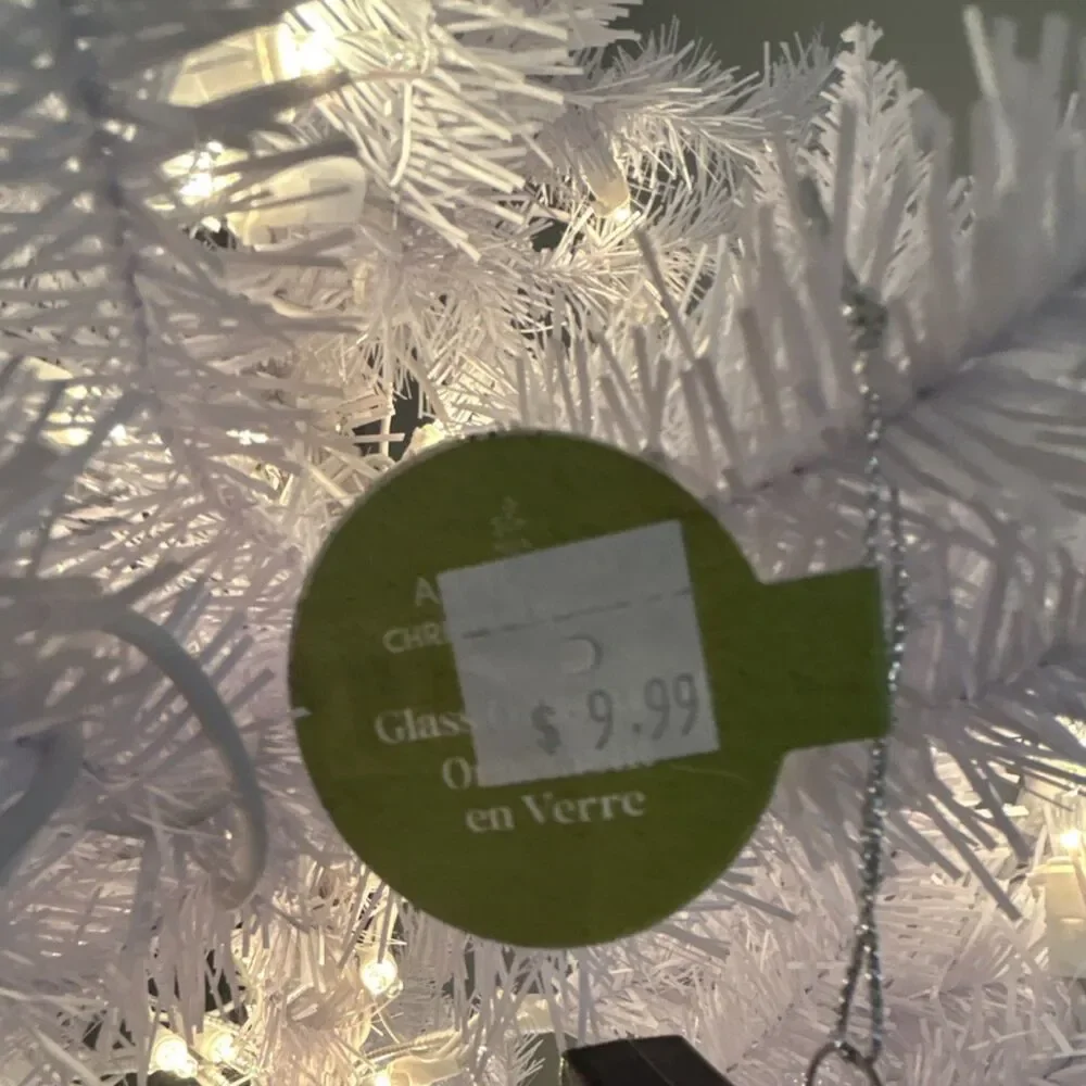 North Pole Express Glass Christmas Ornament Credit Card Black Gold Hanging